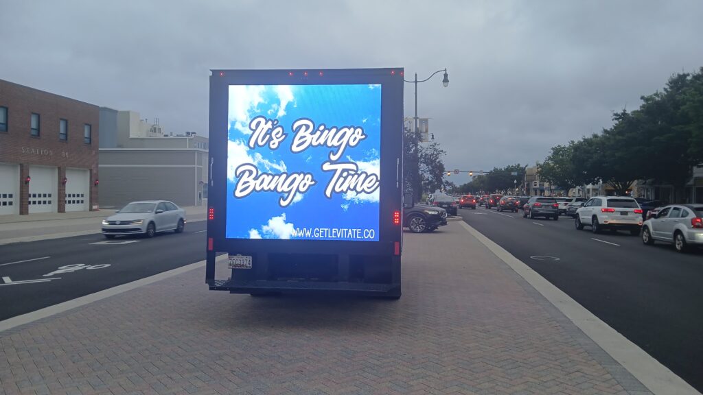 Rear LED truck display on a city route